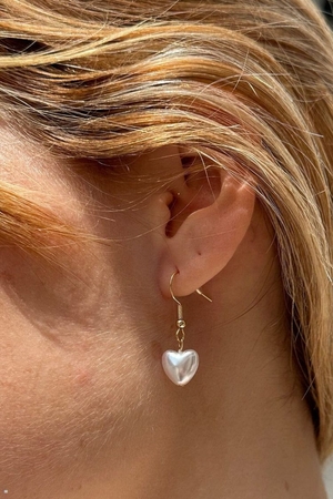 Boucles d'Oreilles Brandy Melville Pearl Heart Doré | LZU-86628879